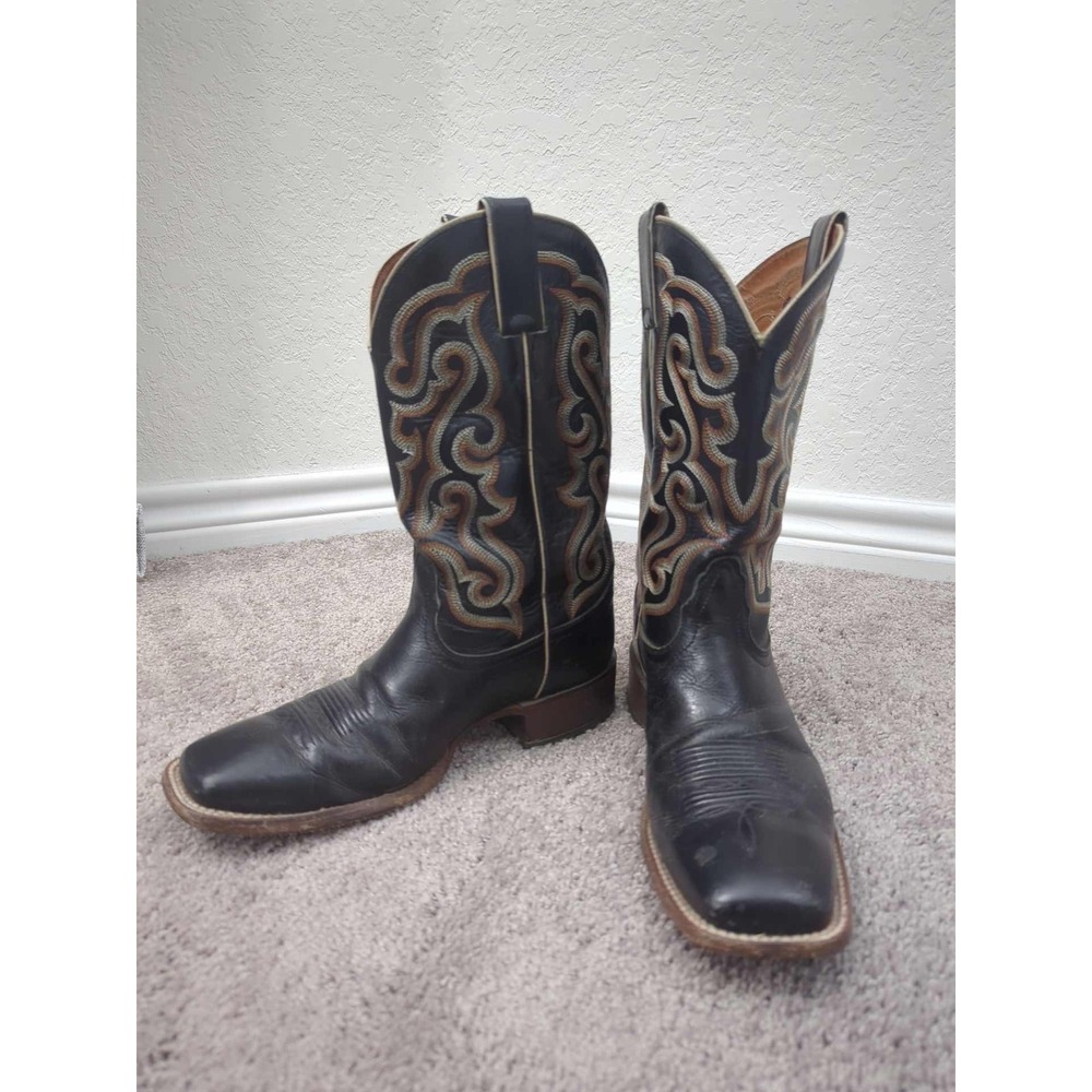Nocona Boots NB4030 Mens Size 8.5 Leather Square Toe Western Cowboy Embroidered